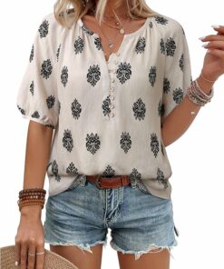 Casual Boho Button Down Shirt UN43