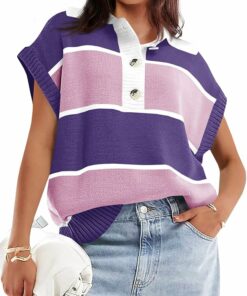 Color Block Loose Knit Pullover Tee UN52