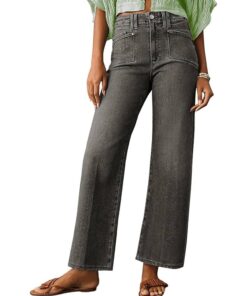 High Waisted Stretchy Buttoned Denim Pants UN15