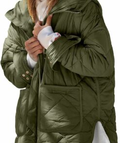 Hooded Long Sleeve Zip Up Winter Coat UN18