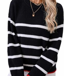 Striped Knitted Oversized Tee UN40