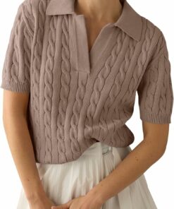 V Neck Knit Casual Soft Pullover Shirt UN30
